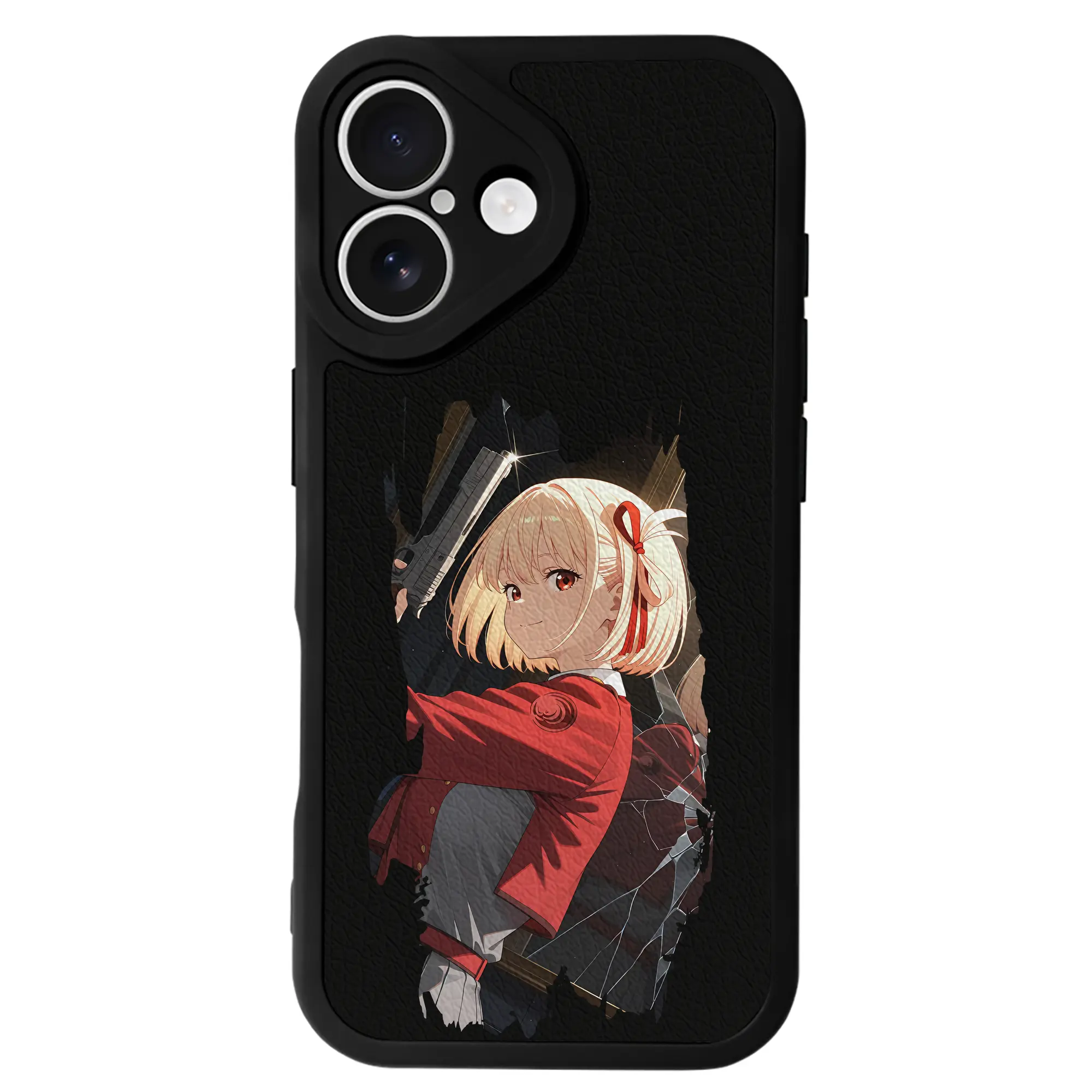 リコリス・リコイル グッズ,錦木千束 - IPhone 16シリーズ対応 ・ シリコンスマホケース ・ レザー調 ・ 高精度フィット ・ 耐衝撃 ・ ワイヤレス充電対応 ・ 精密カット